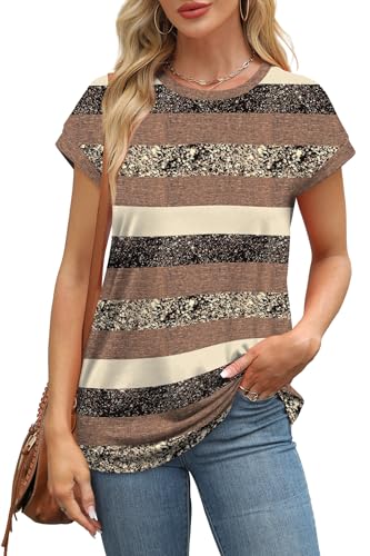 Image of Alaroo Womens Summer Tops Short Sleeve Shirts Crew Neck Cute Trendy Tunic Blouses (S-3XL)