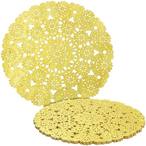 Juvale 60 Pack Medallion Gold Doilies 12 inch Round, Disposable Placemats for Party Table Decorations