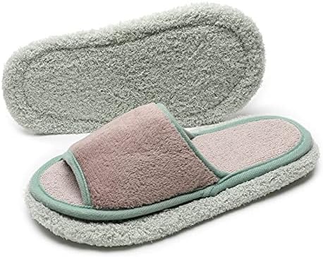 LEPUTA Women’s Slipper Microfiber Mop Cleaning Dust Slipper Open Toe Coral Fleece Indoor Slipper (Green A, US Men 8.5-10)