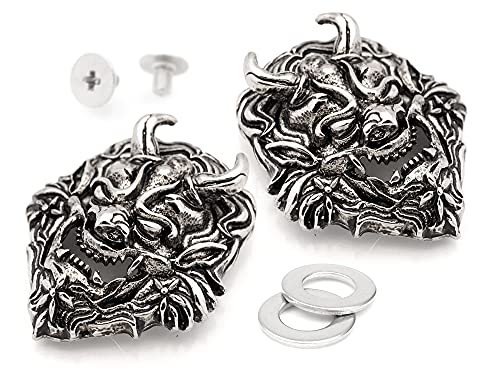 Craftmemore 40X35 Mm Japanese Devil Oni Demon Concho Screw Back Leathercraft Coin Conchos Pack Of 2 (Antique Silver) #TOP3