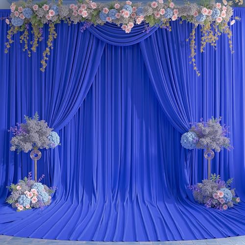 20x12 FT Royal Blue Backdrop Curtain for Parties Wrinkle Free Photo Backdrop Curtains Polyester Wedding Back Drop Cloth Background for Birthday Photography Portraits Pet Photoshoot Prom Decoration