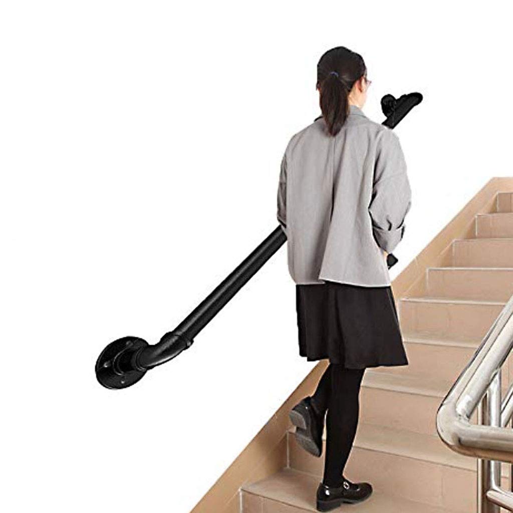 Main courante d'escalier robuste et antidérapante en fer noir