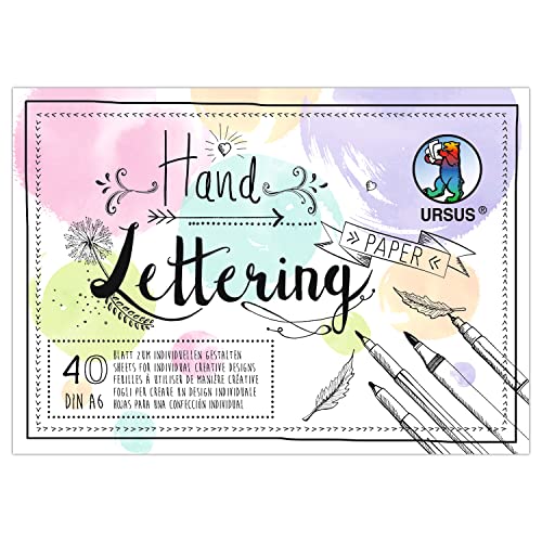 Ursus 24956499 - Handlettering Papier, Pastell Mix, DIN A6, 130 + 300 g/qm, 20 Blatt Tonzeichenpapier, 20 Blatt Fotokarton in je 5 Farben, zum kreativen Gestalten