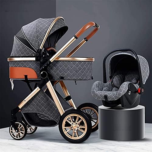 KTOL 3 in 1 System Baby Standard Pram Portable Luxury Baby Stroller Rubber Wheel PU Leather Aluminum Frame High Landscape Newborn Stroller (Color : Light Grey) KTOL 3 in 1 System Baby Standard Pram Portable Luxury Baby Stroller Rubber Wheel PU Leather Aluminum Frame High Landscape Newborn Stroller (Color : Light Grey)