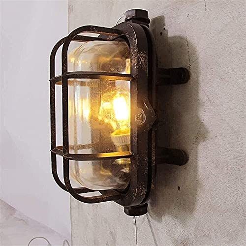 Applique murale industrielle E27 rustique en aluminium et verre ovale