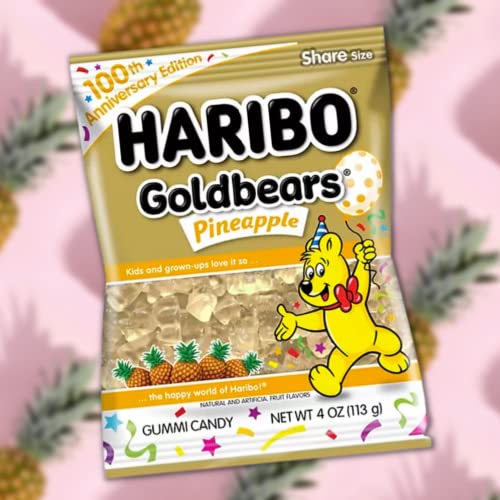 Limited Edition 100 Bears, Pineapple Only Single Flavor White Gummy Bears, Birthday Party Candies And Party Favors, Pack Of 3, 4 Ounces #TOP4