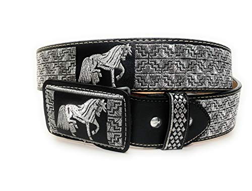 CINTO CHARRO BORDADO. SILVER WESTERN BELT. CINTO VAQUERO PLATEADO3
