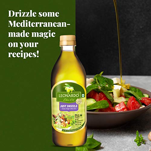 Image of Leonardo Extra Virgin Olive Oil, 1L Bottle | Premium Cold Pressed | From Italy | Made With 150+ Years of Expertise | Cholesterol & Trans Fat-Free, Rich In Antioxidants | High MUFA | Perfect For Salads, Breads, Pizza, Pasta & Grilling.