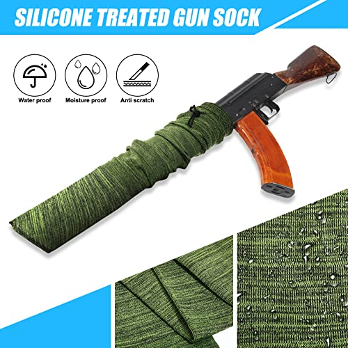 6 Pieces 54Inch Gun Sock Silicone Gun Case Anti-Rust Silicone Gun Sleeve Fabric Waterproof Gun Sock Knit Gun Socks Silicone Drawstring Closure For Tactical Accessories (Green, Black, Dark Gray) #TOP5