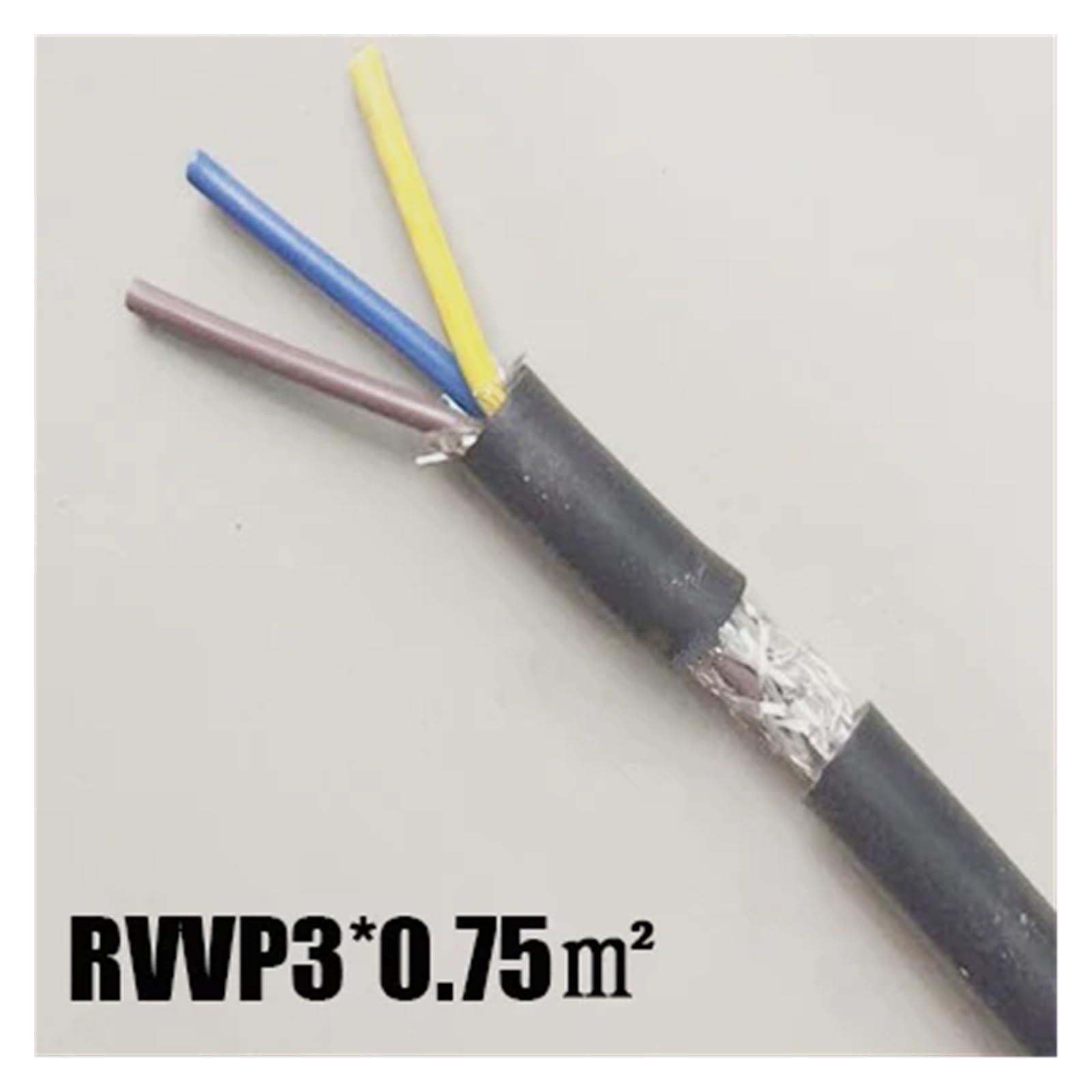 Cavo di segnale schermato, Cavo di controllo schermato RVVP3 a 3 nuclei 0,15-1,5 mm2 in rame puro 2 metri(Rvvp3 0.75mm2)