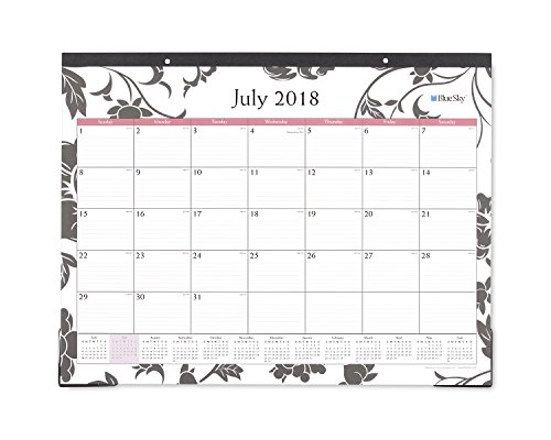 Blue Sky 2018-2019 Academic Year Monthly Desk Pad Calendar, Ruled Blocks, 22