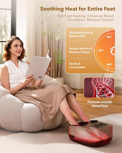 KNQZE Foot Massager with Heat and Remote, Shiatsu Deep Kneading Feet Massager for Plantar Fasciitis & Neuropathy, Foot Warmer, Gifts for Mom Women Men Dad, Fits Up to Men Size 12(Gold) - Image 5