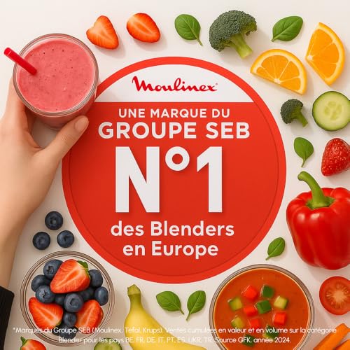 Moulinex Blender mixeur, Soupe maker, 1100 W, Bol 2 L, Lames...