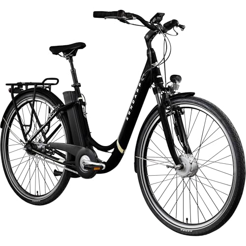 ZÜNDAPP E Bike Damen Fahrrad 28 Zoll | Ebike City Erwachsene 155-190 cm | Retro E-Bike 7 Gang Schaltung Rücktrittbremse | Elektro Fahrräder mit Licht Z517 (schwarz, 48 cm)
