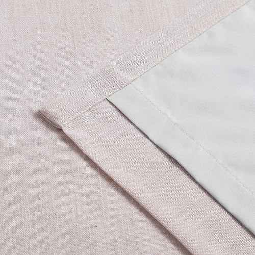 Image of Vision Home Soft Pink Pinch Pleated Full Blackout Curtains Linen Blended Room Darkening Curtain Panels 90 inch for Living Room Bedroom Thermal Insulated Pinch Pleat Drapes with Hooks 40 inch Wx90 Lx2