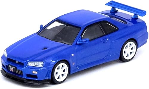 Skyline GT-R (R34) V-Spec II NUR RHD (conducción a la derecha) Bayside Azul Metálico 1/64 Modelo Diecast Car IN64-R34VS-BLU