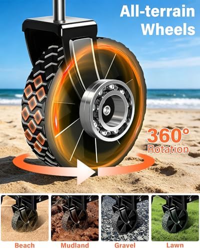 Image of Collapsible Wagon, Wagons Carts Foldable, Foldable Wagon Cart with Wheels, Folding Wagons for Beach Camp Sports Garden, 2 Cup Holders /Lightweight Portable /Black /360 LBS