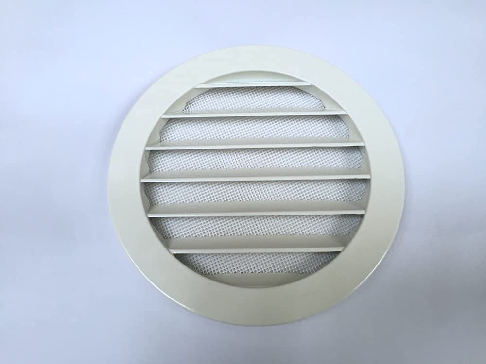 Rejilla de ventilación circular de aluminio blanca con red de protección para la salida y toma de aire exterior – Diámetro 250 mm