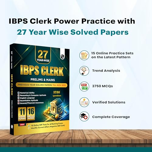 Image of PW IBPS Clerk 27 Year-wise Prelims & Mains Previous Year Solved Papers Till Nov 2025 with 15 Online CBT Tests For Exam 2026-27 | 3750 PYQs | English Edition