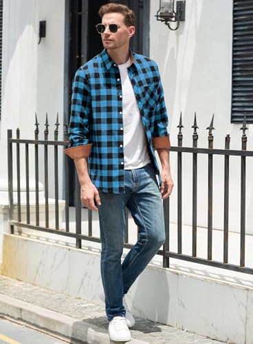 Image of Betusline Boy and Men Button Down Plaid Shirt