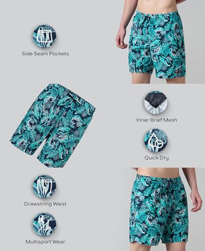 Image of Speedo Men's 4 Way Flex Essential Printed Watershorts with Side Pockets | Water Repellent | Internal Drawcord | Wide Waistband Swimming Trunks