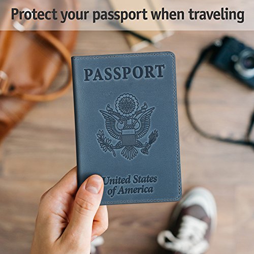 Shvigel Leather Passport Cover - Holder - for Men & Women - Passport Case (Light Blue Vintage) - Image 6