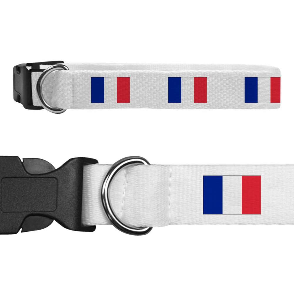 Azeeda 'French Flag' Dog Collar - White, L (PR00015228)