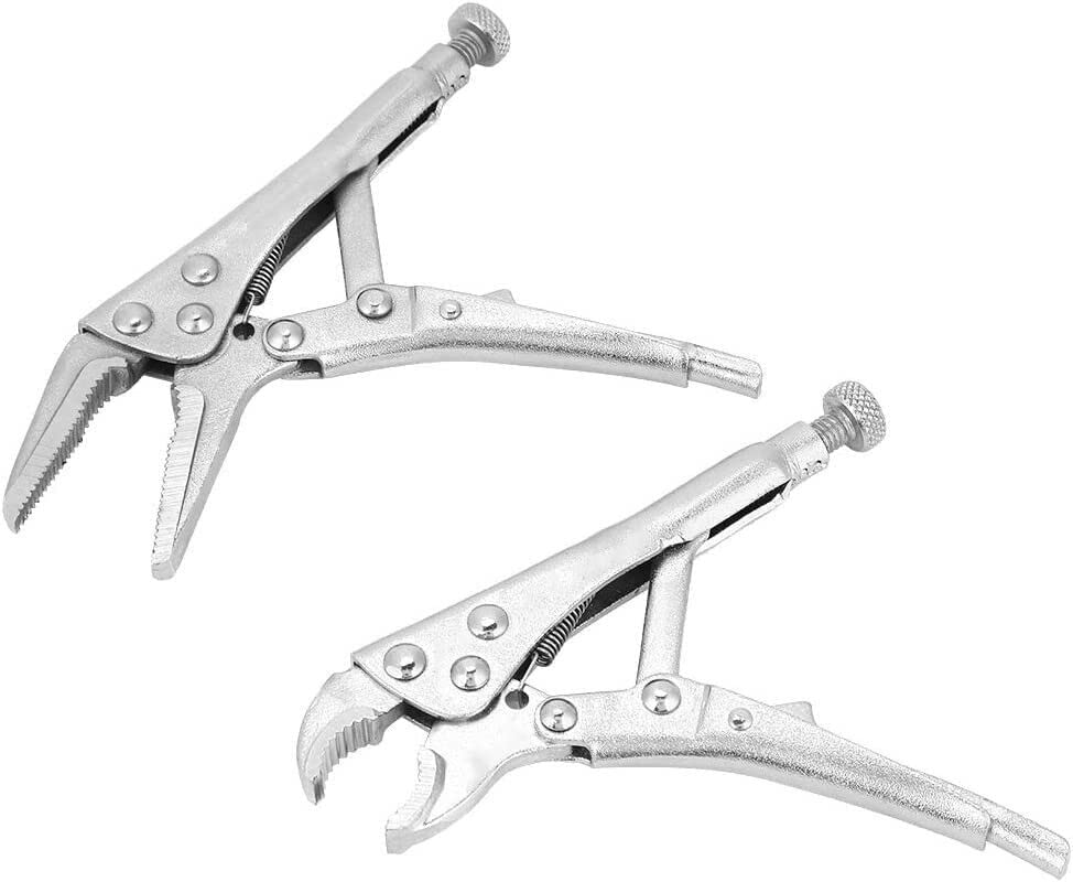 Orbitron 2pc Mini Locking Long Nose Mole Vice Welding Grip Clasp Small Adjustable Pliers, Nickel - Image 2