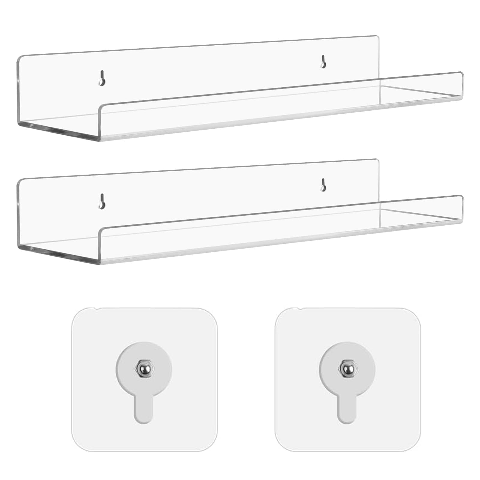 2 juegos de estantería de pared, estantería de pared sin taladrar, estantería para paredes, mini estante, estantería flotante, estantería de acrílico, estante de pared acrílico, estante de pared para