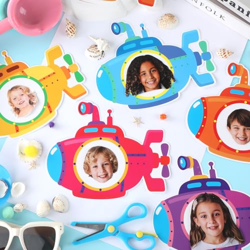 Image of gisgfim 80Pcs Summer Cutouts Submarine Decorations Under The Sea Bulletin Board Summer Ocean Paper Cut-Outs Classroom Decor for Boy Girl DIY Craft Photo Wall Kindergarten Preschool Party Favor Supply