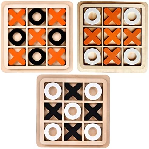 Fanomini Wooden Noughts and Crosses Game Tic Tac Toe Board Games Educational Toy Kids and Adults Wooden Board Games for Families Travel Games Perfect for Backyard Entertainment