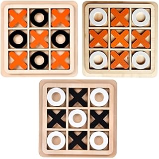 Fanomini Wooden Noughts and Crosses Game Tic Tac Toe Board Games Educational Toy Kids and Adults Wooden Board Games for Families Travel Games Perfect for Backyard Entertainment