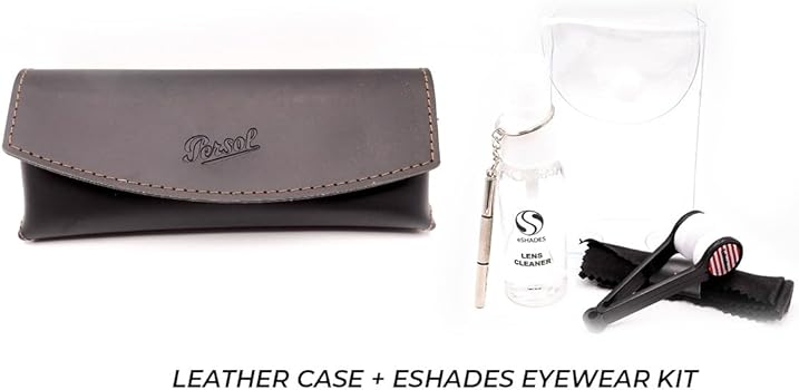 persol ブラックサングラス レザーケース付き Amazon | Persolブラックサングラス眼鏡ケース + eSHADES