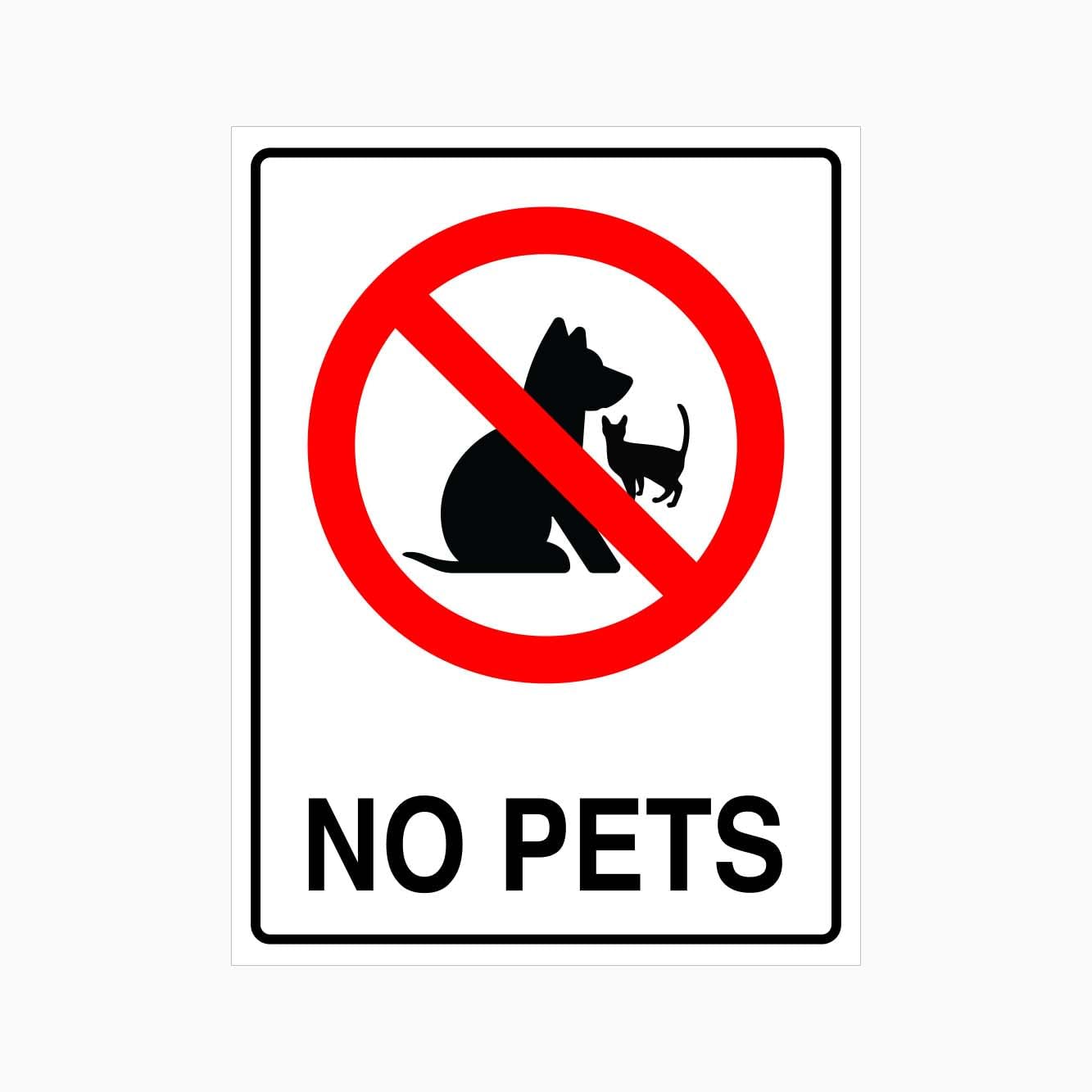 NO PETS Sign, 12x8 Metal Tin Sign, pet access ban for indoor and public premises.