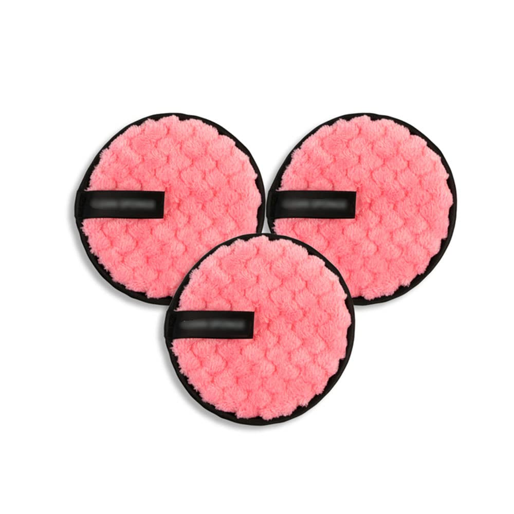 Reusable Microfiber Cloth Pads Remover Face Cleansing Towel Cleansing Makeup Sponge Double Layer Nail Art Cleaning Wipe Tools,3PCS-Pink A