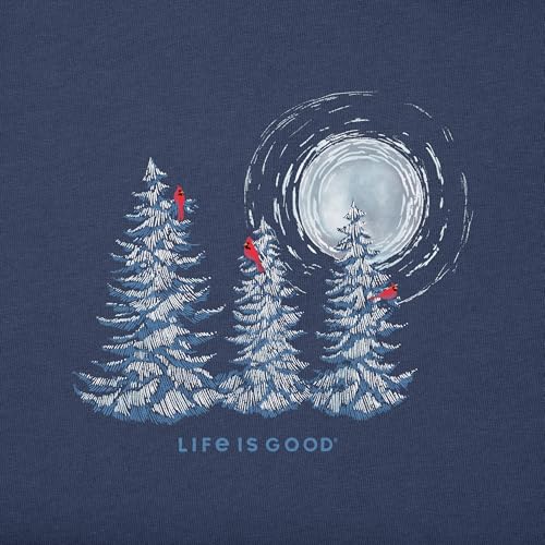 Life is Good Women's Crusher Tee, Long Sleeve Cotton Graphic T-Shirts, Snowy Pines with Cardinals2