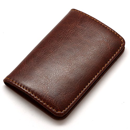 Partstock Premium Stainless Steel & Smooth PU Leather Business Name Card Holder Credit Card Case/ID Case with Magnetic Shut. Perfect Gift - Brown