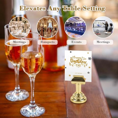 Image of Climberty Table Card Holder 4pcs with Rose Gold Finish, Compatible with Elegant Place Card, Name tag and Photo Display Stand for banquets Events and Dining Table Decoration setups use