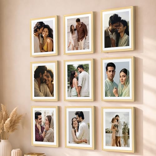 Image of Art Street Premium Photo Frame for living room, Classic Aesthetic Design Photo Frames for Photograph, Art Work, Kids Room Set of 9 (6x8 Inch, Beige)