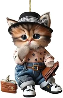 をやっている猫 漫画の犬 車ルームミラー飾り 2D 車ペンダント かわいい ペット 車 チャーム カーミラー 吊り下げアクセサリー オーナメント