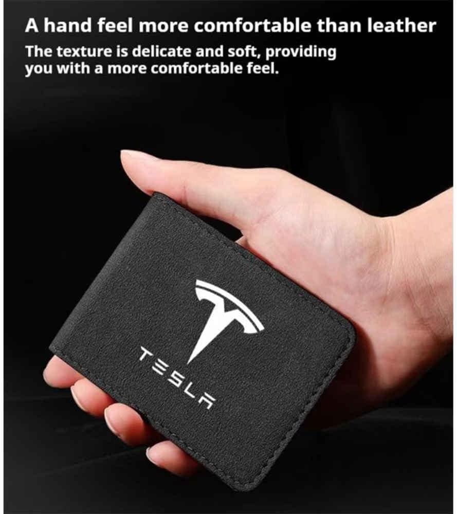 Leather Driver's License Holder for Tesla Cybertruck 2021 2022 2023 2024 2025 Car Accessories Car Card Holder Wallet Credit Card Holder Window Protection,normal-Black