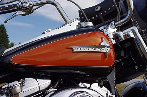Image of Gas Fuel Tank Emblems Badges Decal Medallions NamePlates Logos Signs Compatible for Harley-Davidson FL & FLH Panhead Touring Softail Dyna 1961-1962 W /Mounting & Screw Vintage Style 61776-61T