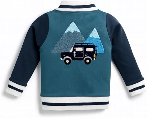 monica + andy Baby Organic Zip Bomber Jacket, Size 0-3 Months, Explorer Car, 100