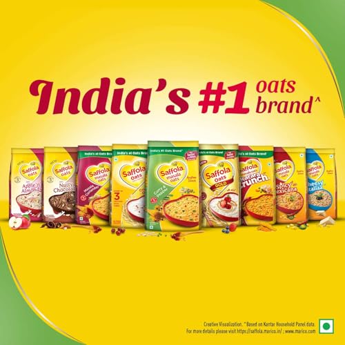 Saffola Masala Oats |Curry & Pepper | Tasty, Anytime Snack | Ready In 3 Mins | Millets Goodness- With Ragi & Jowar | No Maida, No Added Preservatives | Oats Helps Manage Weight |500G .. (Pack of 2)