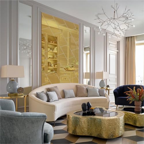 Image of Gold Mirror Acrylic Sheet 16x24 (Pack of 6), 0.11 Inch Thickness - Acrylic Mirror Sheets for Arts & Crafts, DIY Projects, Gold Sheets for Laser Cutting and Engraving with CO2