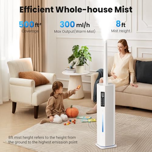Humidifiers for Bedroom - GloryAir 2.38Gal/9L Top Fill Cool Mist Humidifier for Large Room 500ft² 120H Last with Auto Mode 7-Color Light Humidistat Aroma Box Quiet Humidifiers for Plants Baby & Adults by GloryAir - Image 2