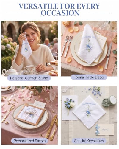Image of Kinlop 6 /12 Pcs Happy Tears Handkerchiefs Lace
