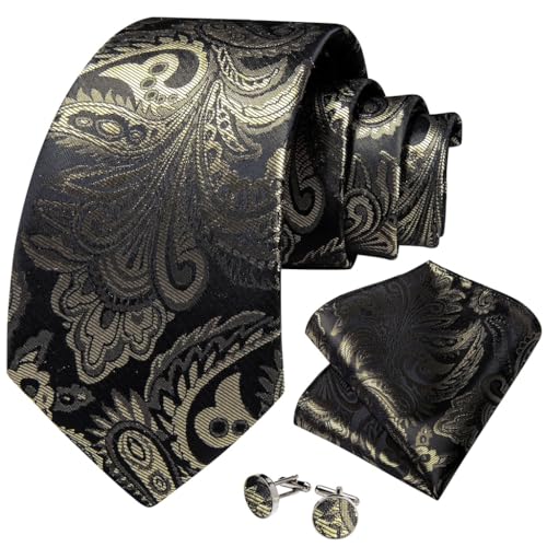 Corbata formal para hombre 8cm con pañuelo y gemelos miniatura 1