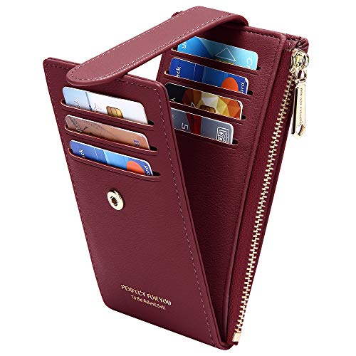 Badiya RFID Card Holder Wallet for Women Slim Wallets Bifold Multi Card Case Zipper Coin Purse