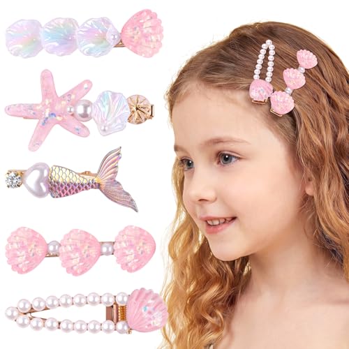 Coffret pinces à cheveux fille cadeau d'anniversaire sirène et coquillage